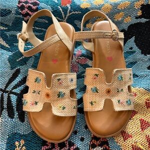 Steve Madden Kids Sandals - Tan with Multicolor Floral Embroidery